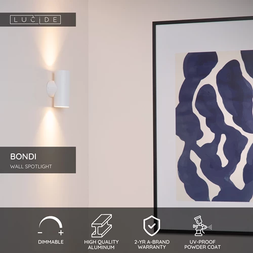 Lucide BONDI - Wall spotlight / Wall light - 2xGU10 - White - USP